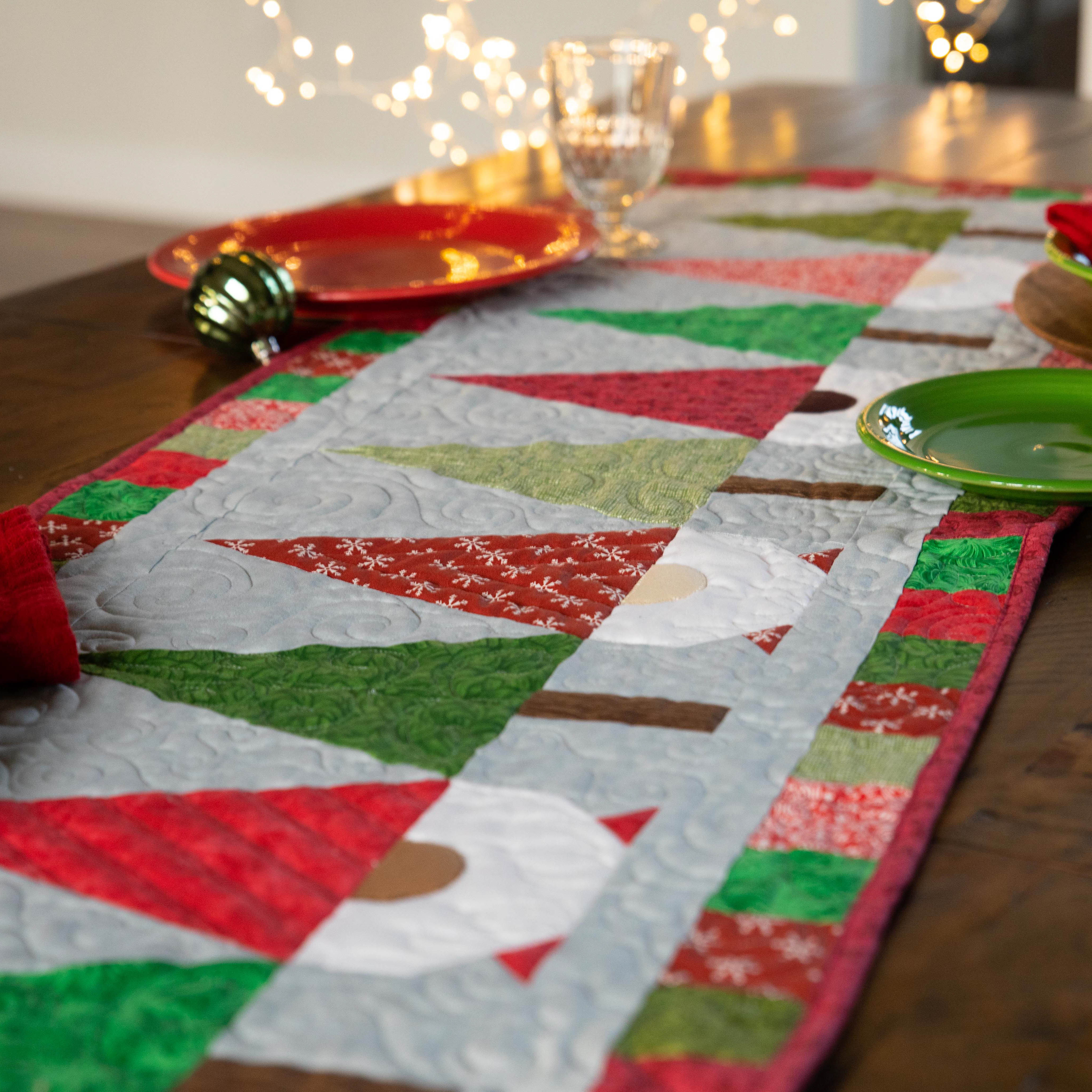 Christmas Gnomes Quilted Table Runner Precut Quilt Kit