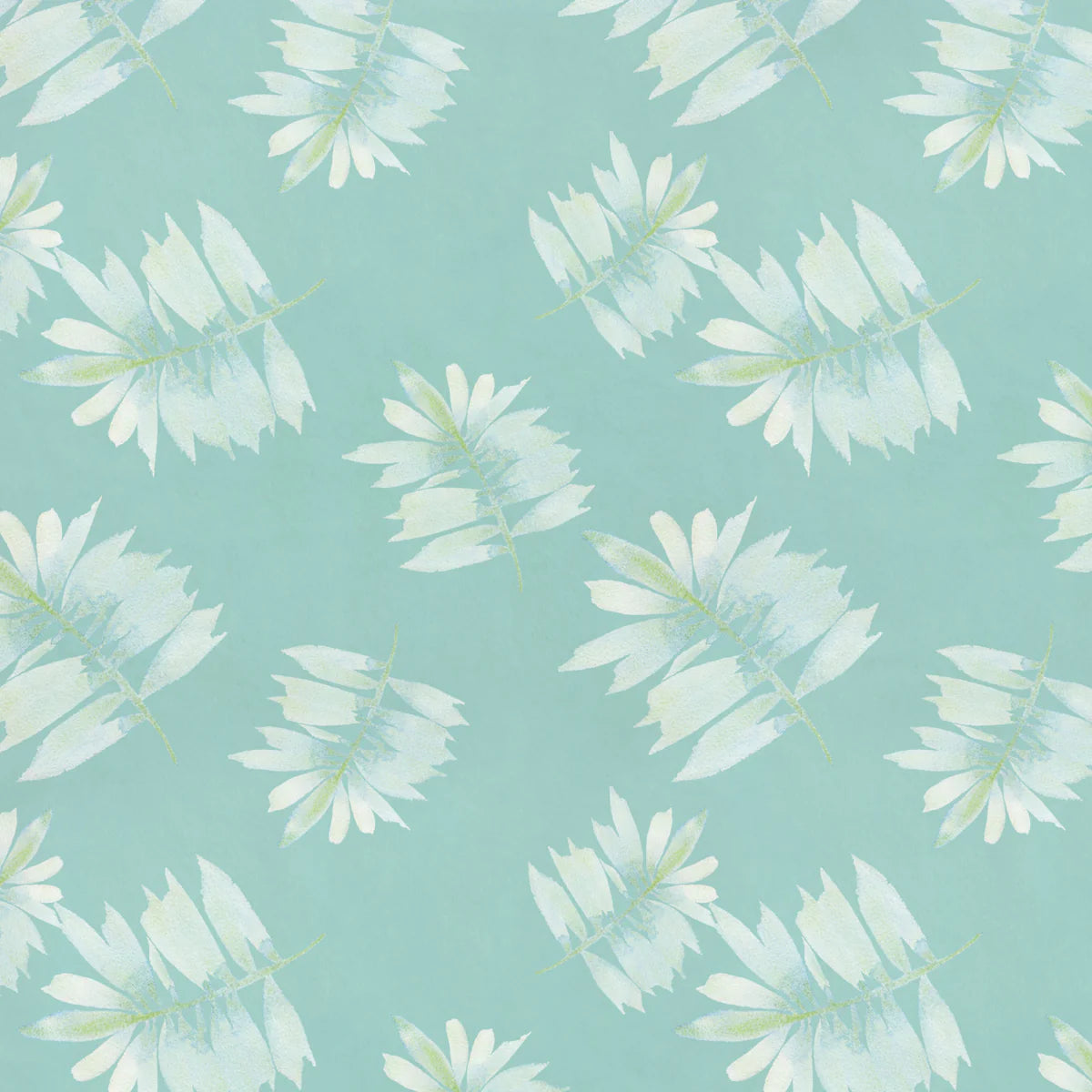 Beach Leaves Pattern Minky- Mint green