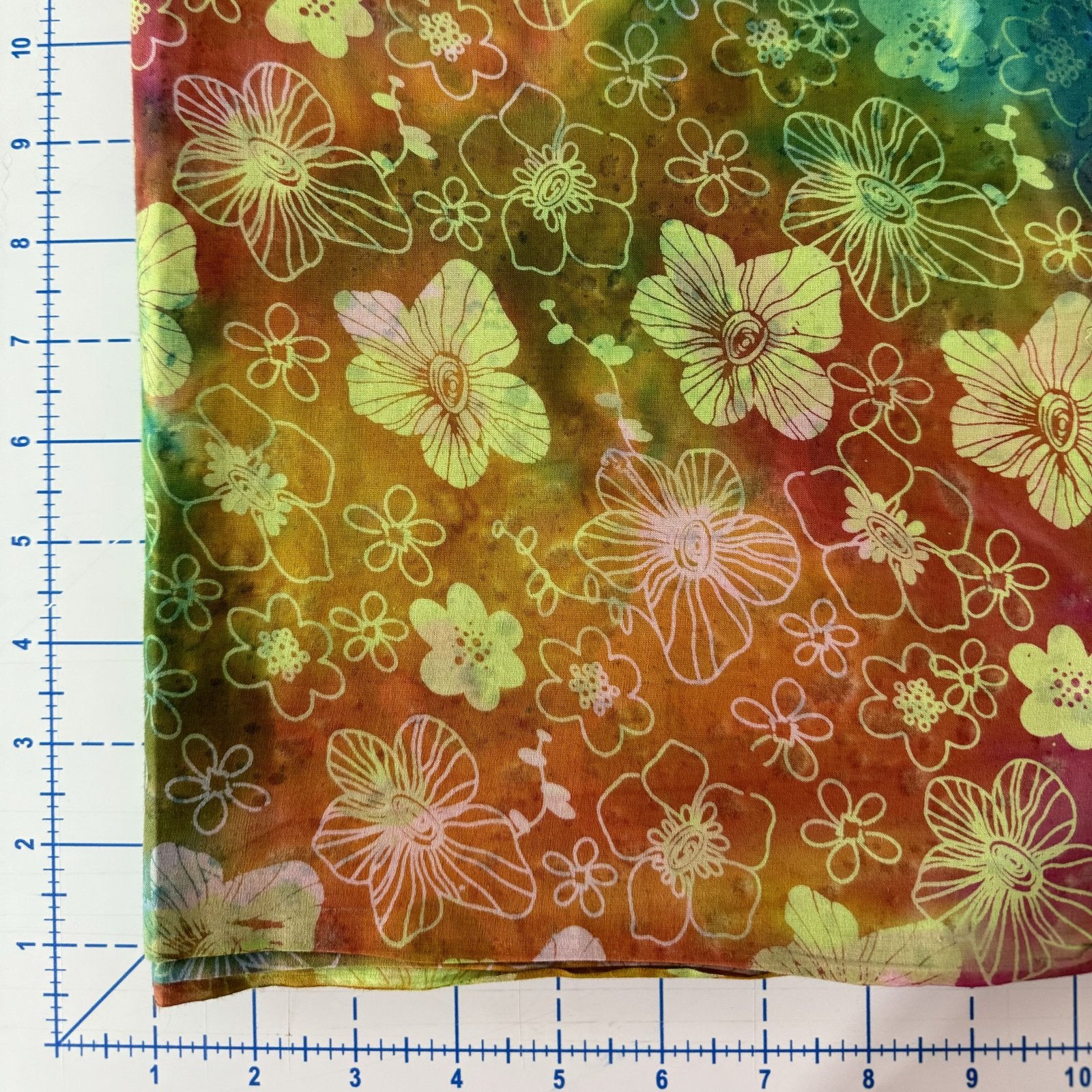 Quilters Batiks Rainbow flowers