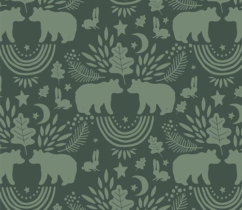 Loud Encounter Green Fabric with tonal forest elements