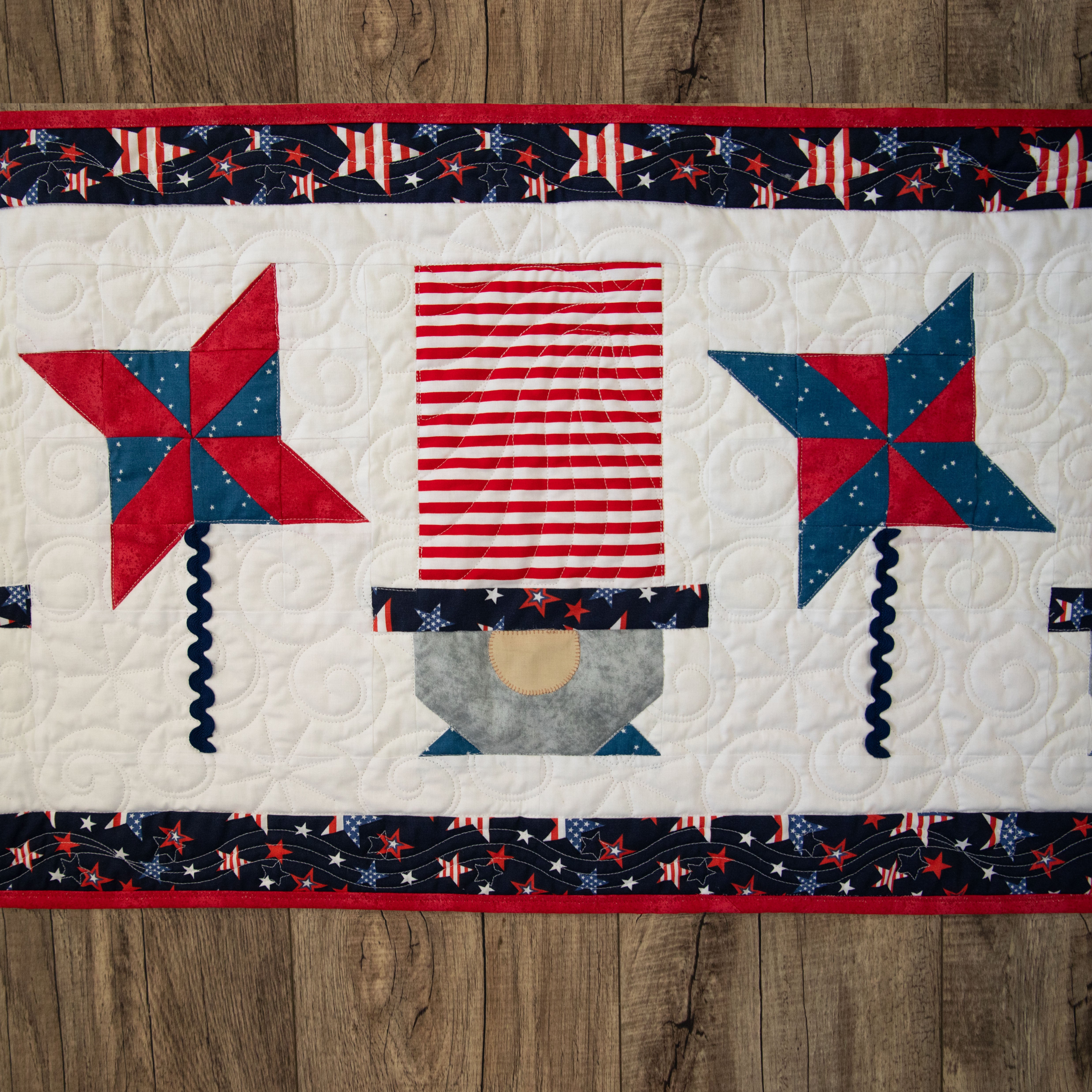 Patriotic Gnomes Quilted Table Runner Precut Quilt Kit