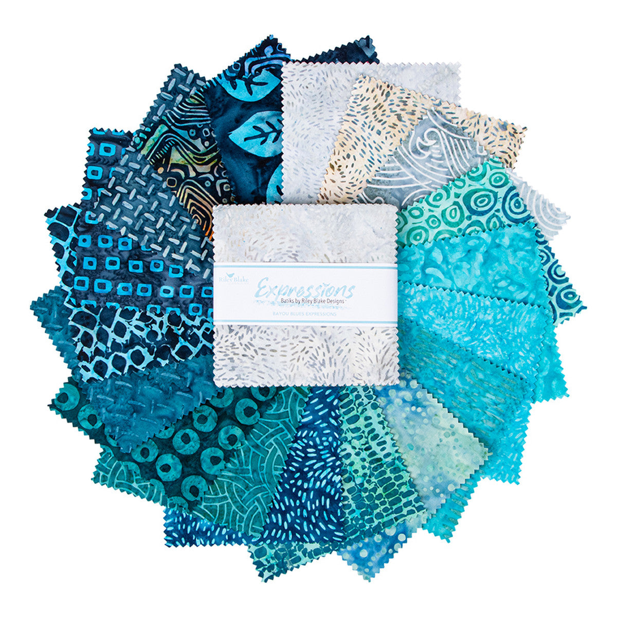 Batiks Bayou Blues 5 Inch Stacker 42 Pcs.