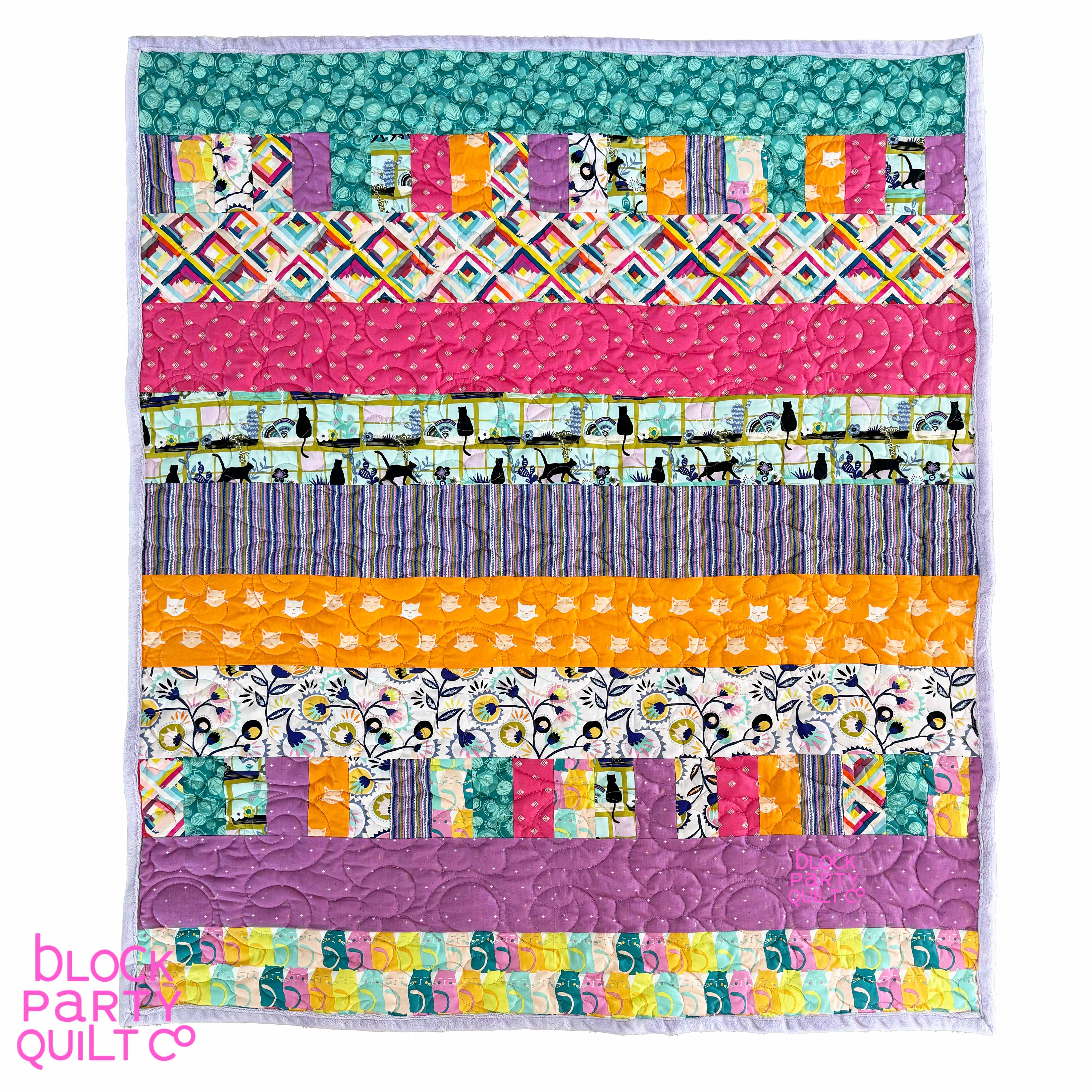 Bricks and Beams Quilt Kit - Colorful Cats