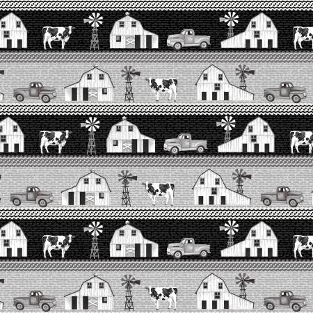 Black Farm Stripe Buttermilk Farmstead fabric