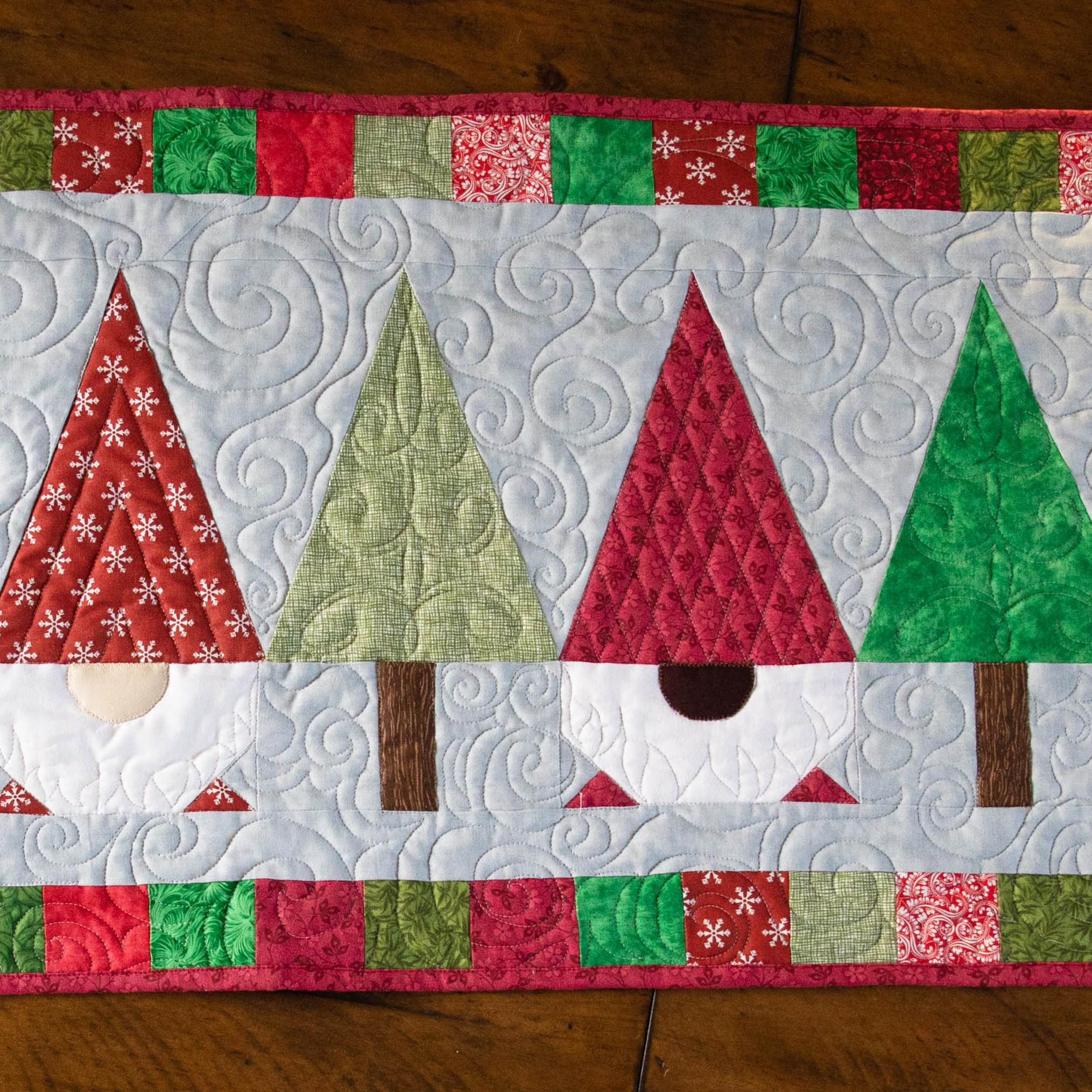 Christmas Gnomes Quilted Table Runner Precut Quilt Kit