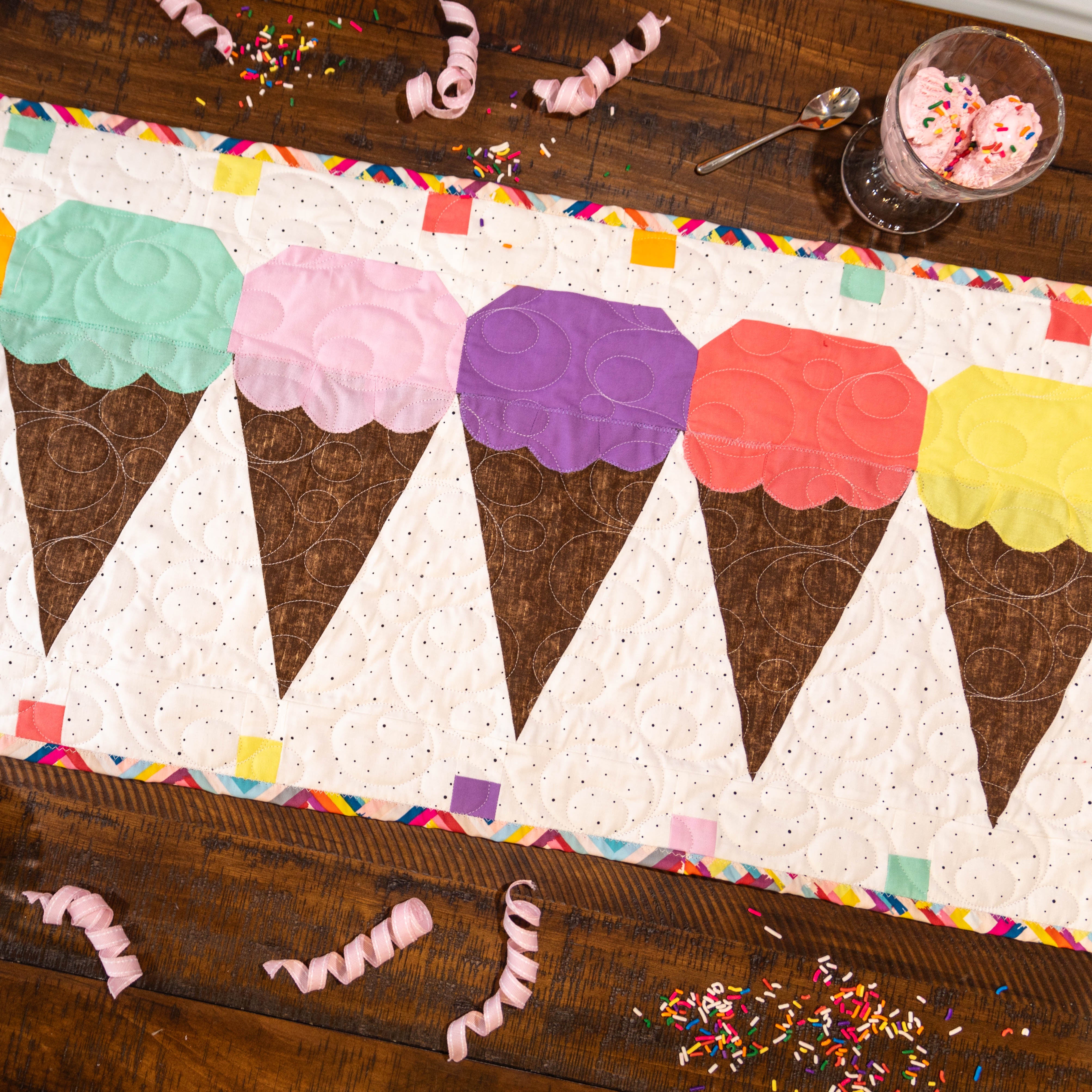 Ice Cream Cones Table Runner Precut Quilt Kit