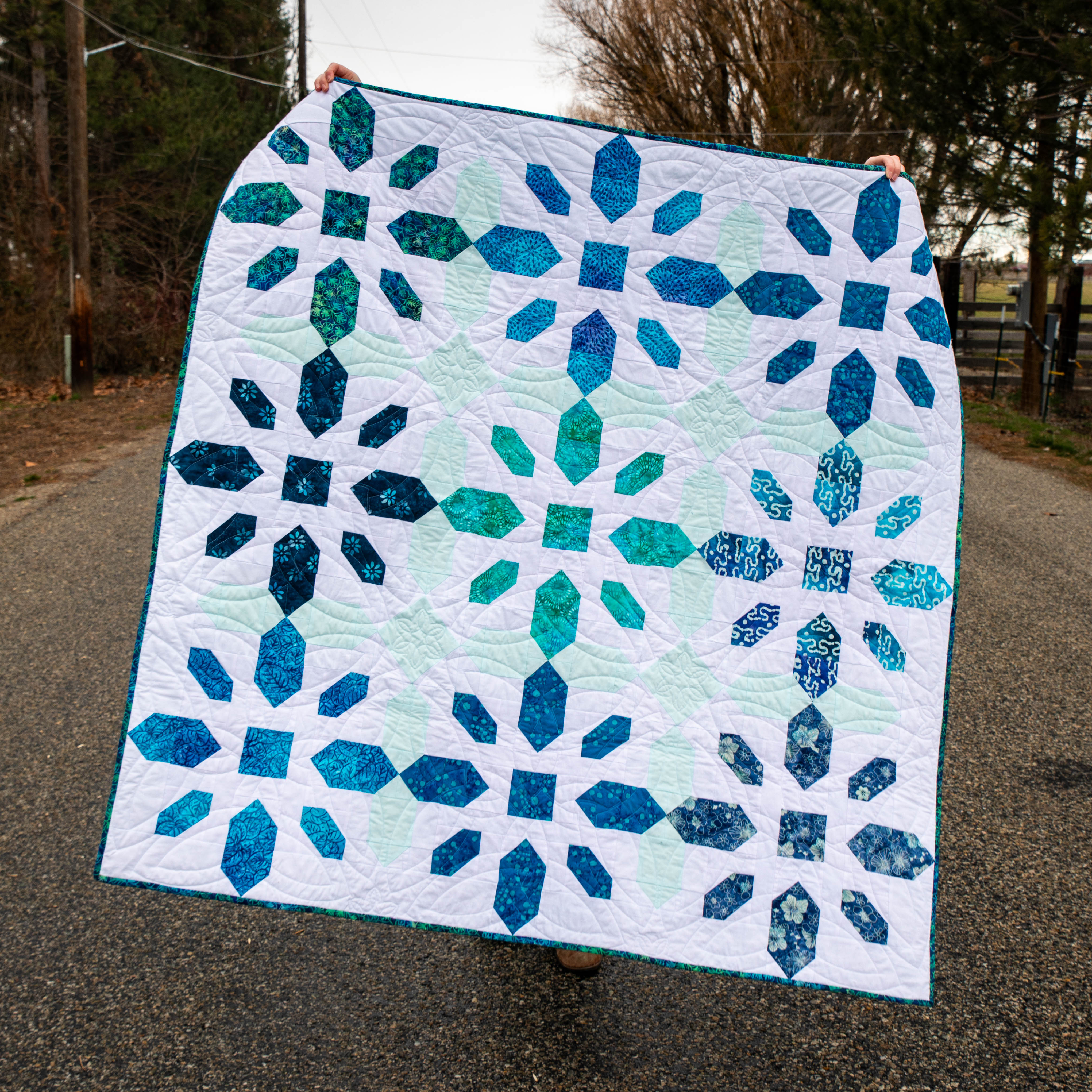 Moroccan Tiles Quilt Kit - Blue Batiks