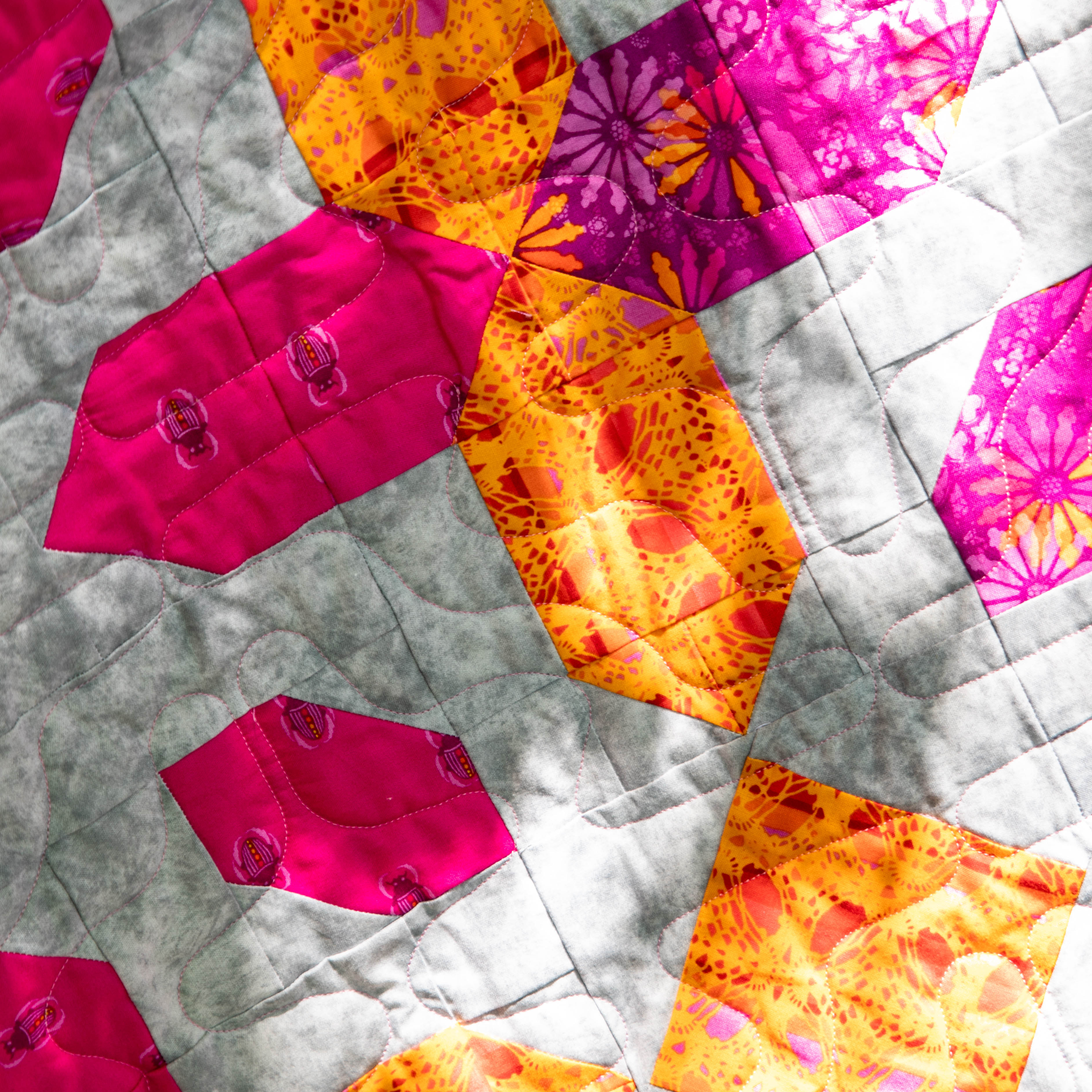 Moroccan Tiles Quilt Kit - Pink and Orange