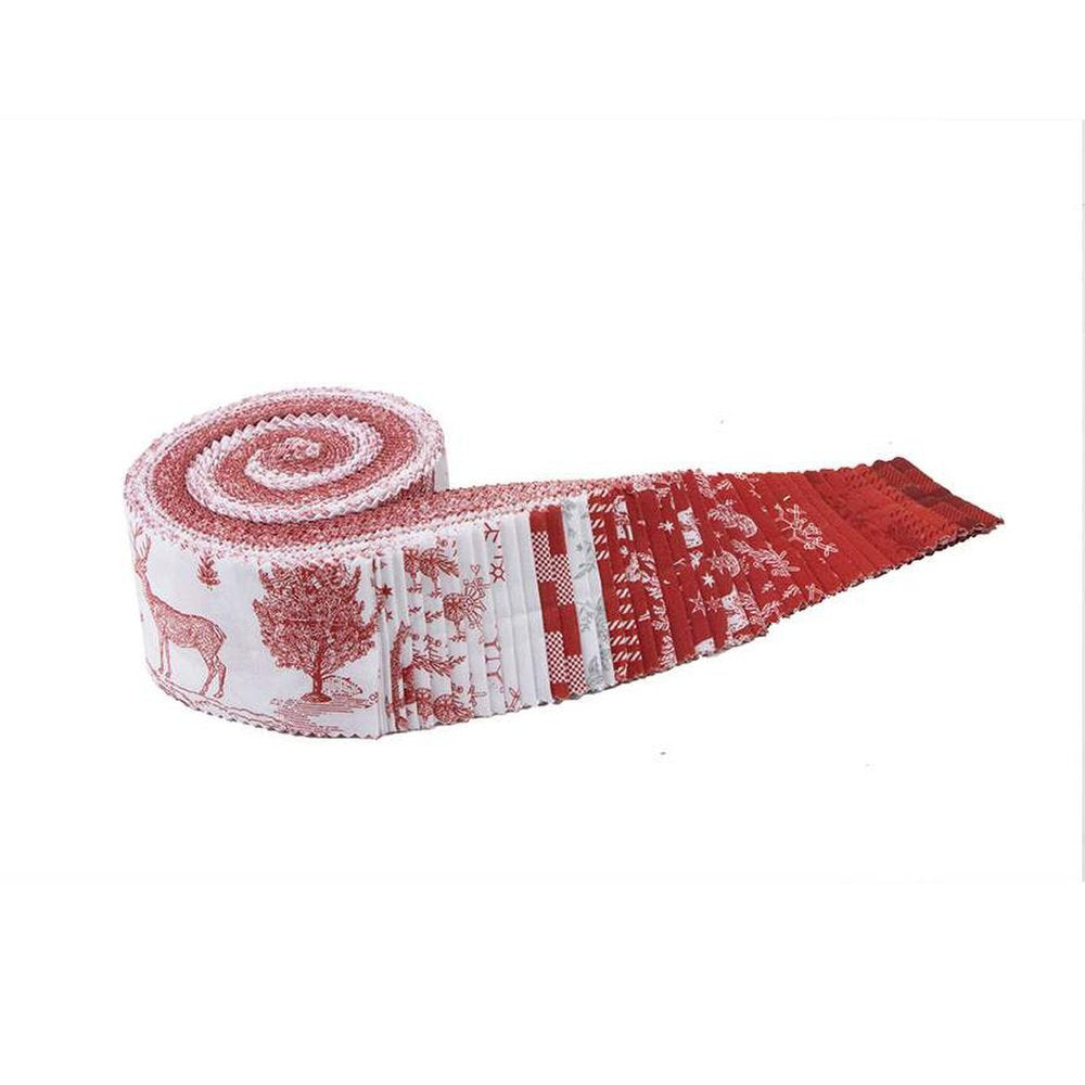 Peace on Earth Jelly Roll Riley Blake Red and White Christmas Fabric