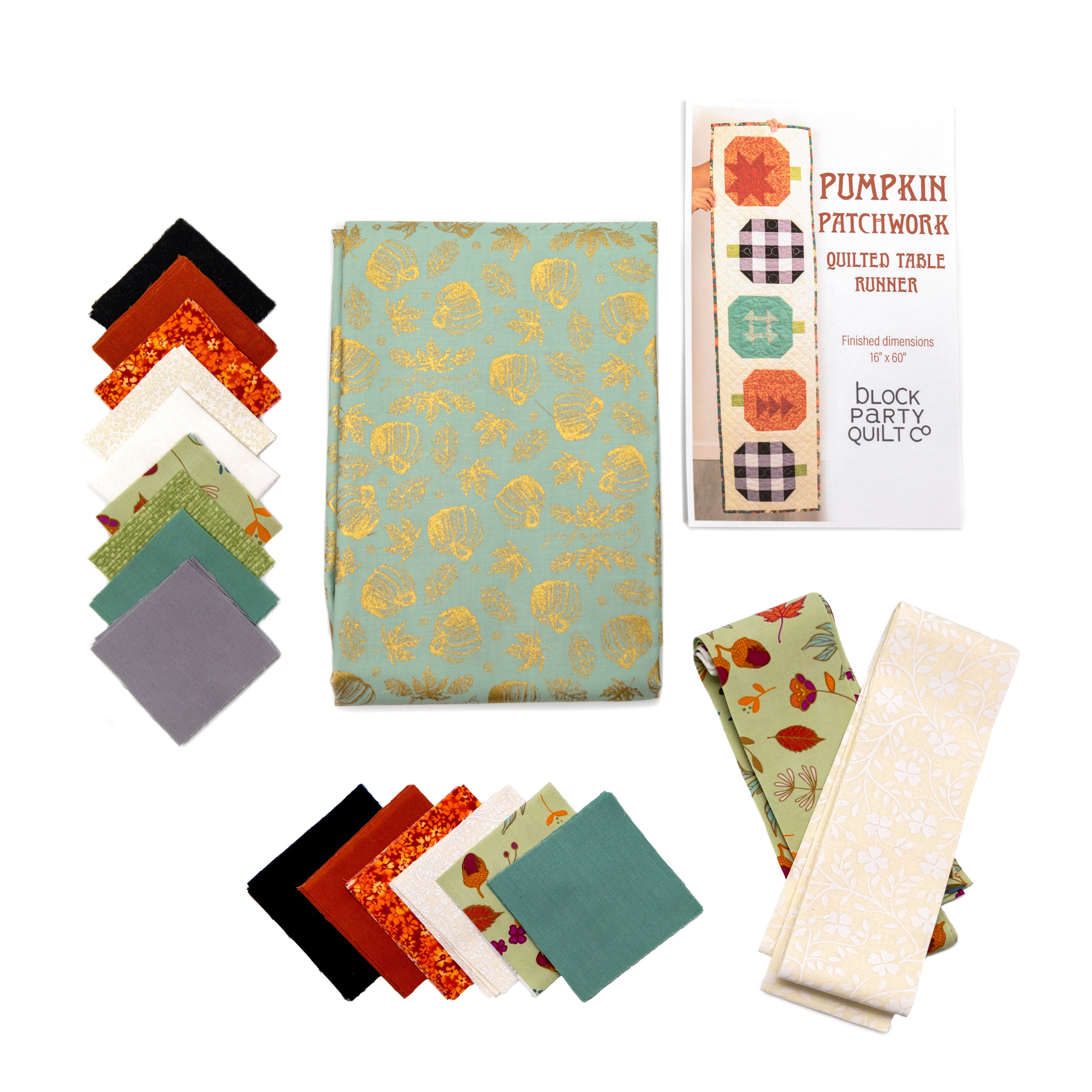 Pumpkin Patchwork Quilted Table Runner Precut Quilt Kit