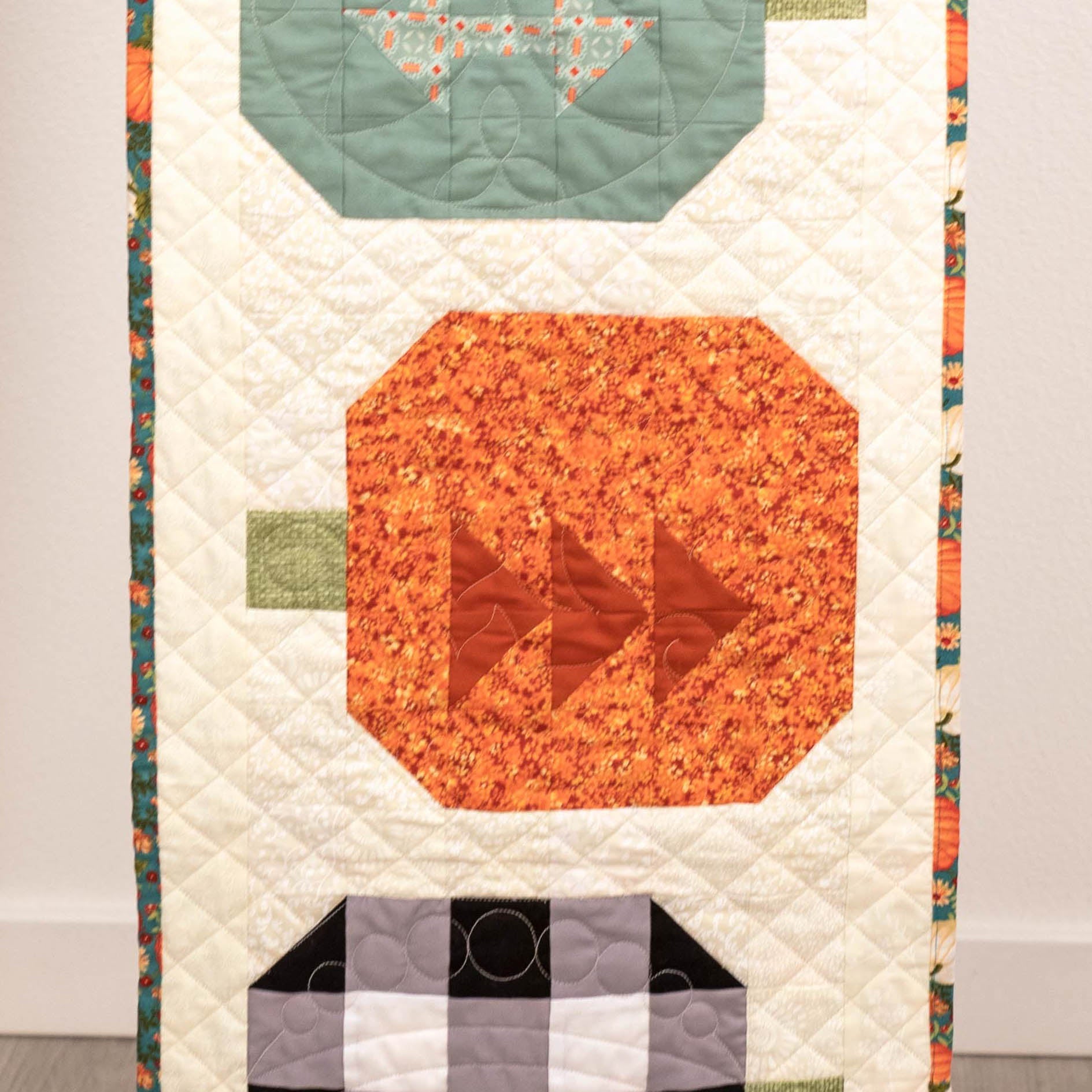 Pumpkin Patchwork Quilted Table Runner Precut Quilt Kit