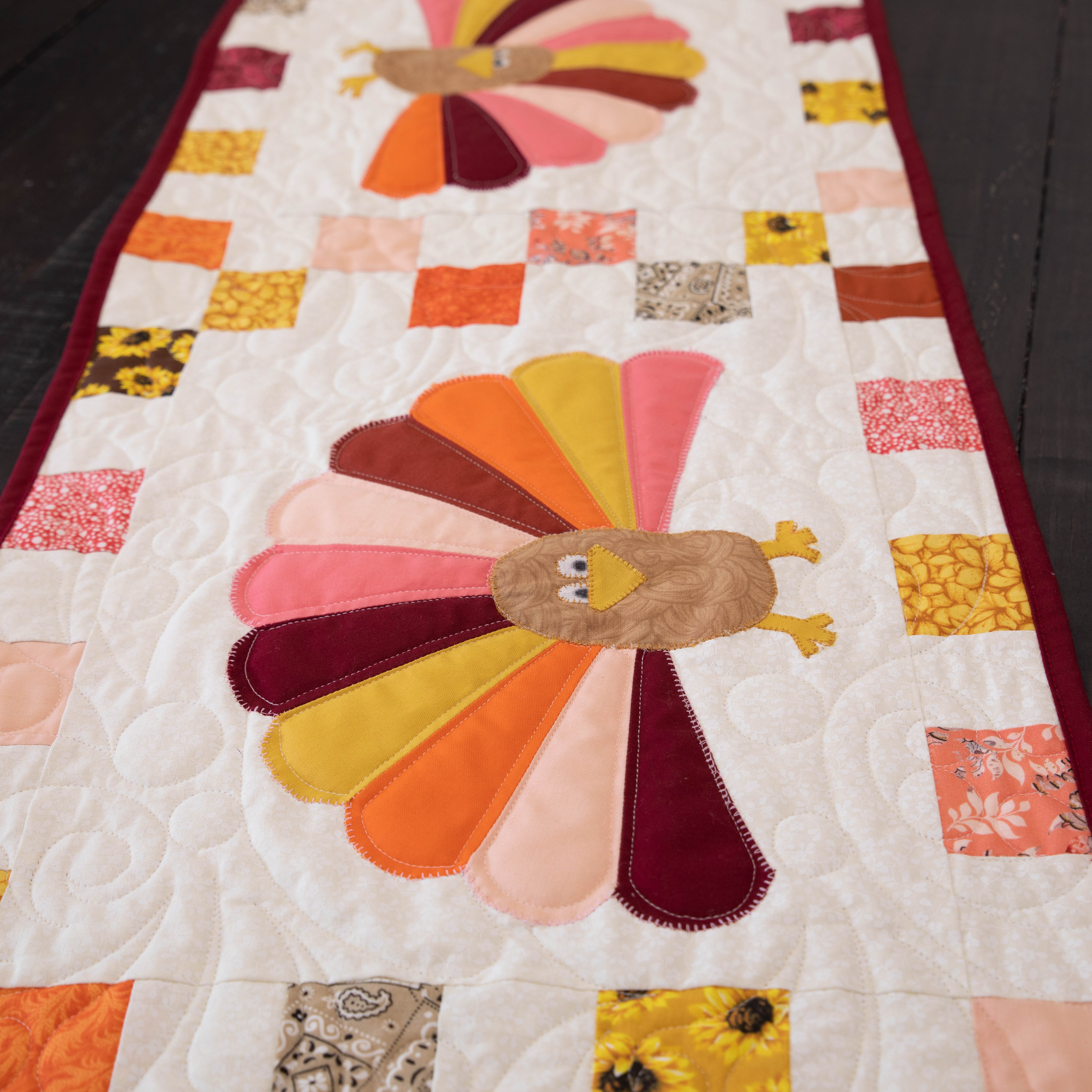 Turkey Thanksgiving Quilted Table Runner Precut Quilt Kit