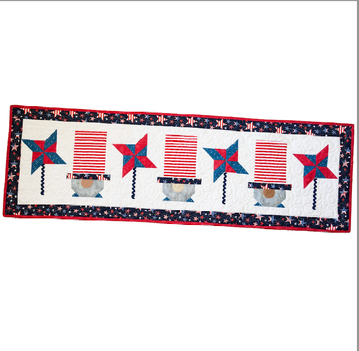 Patriotic Gnomes Quilted Table Runner Precut Quilt Kit