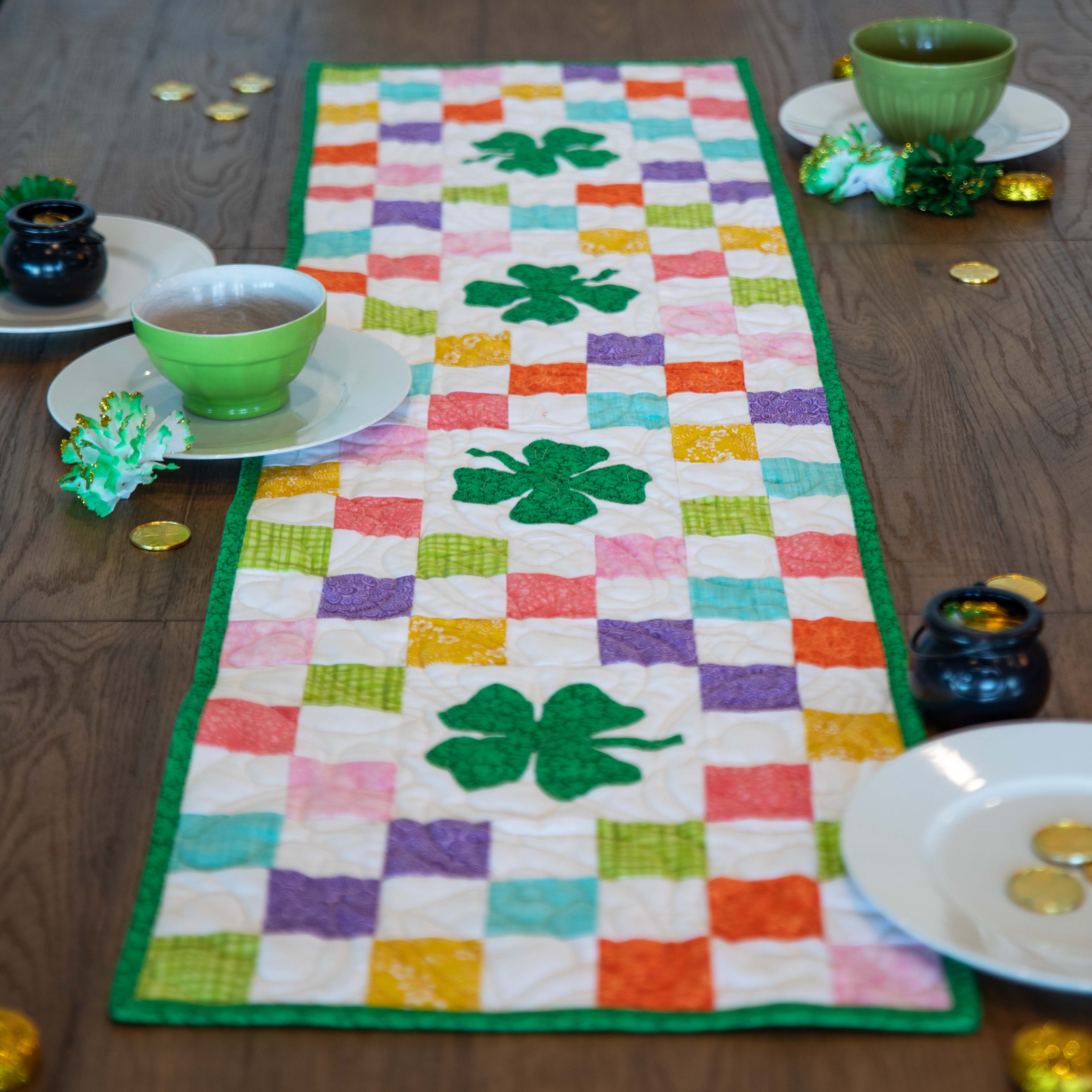 Shamrocks Rainbow Table Runner Precut Quilt Kit