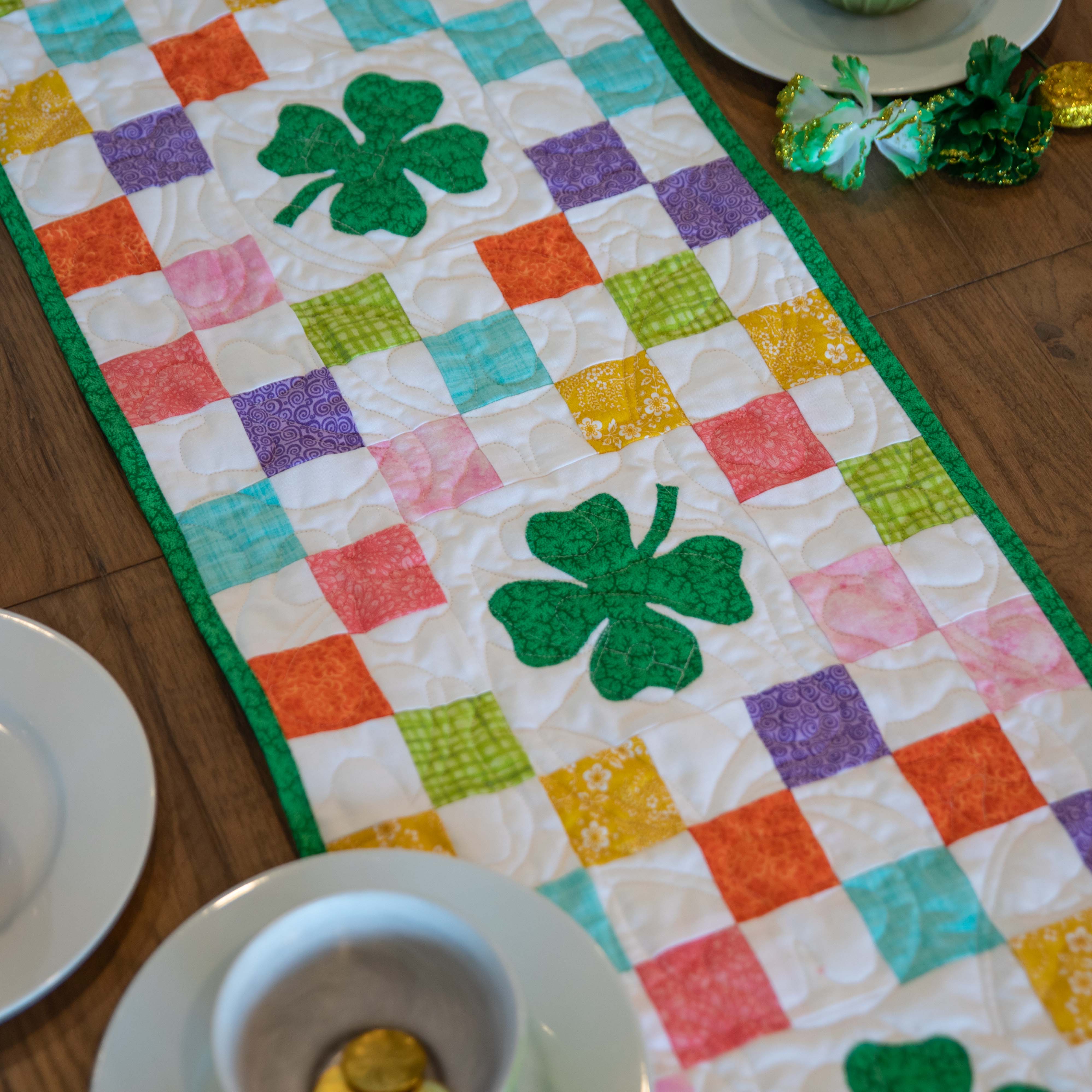 Shamrocks Rainbow Table Runner Precut Quilt Kit