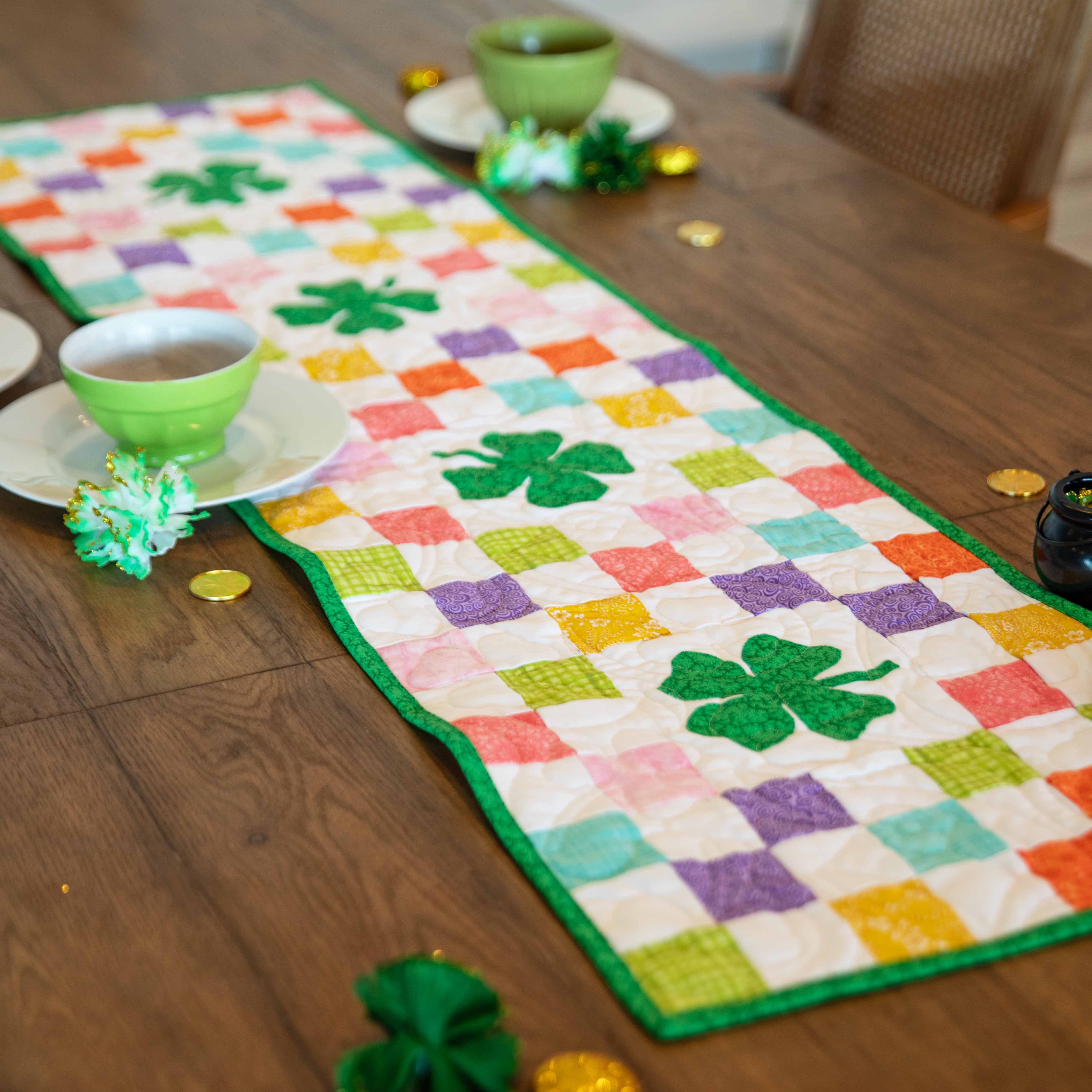 Shamrocks Rainbow Table Runner Precut Quilt Kit