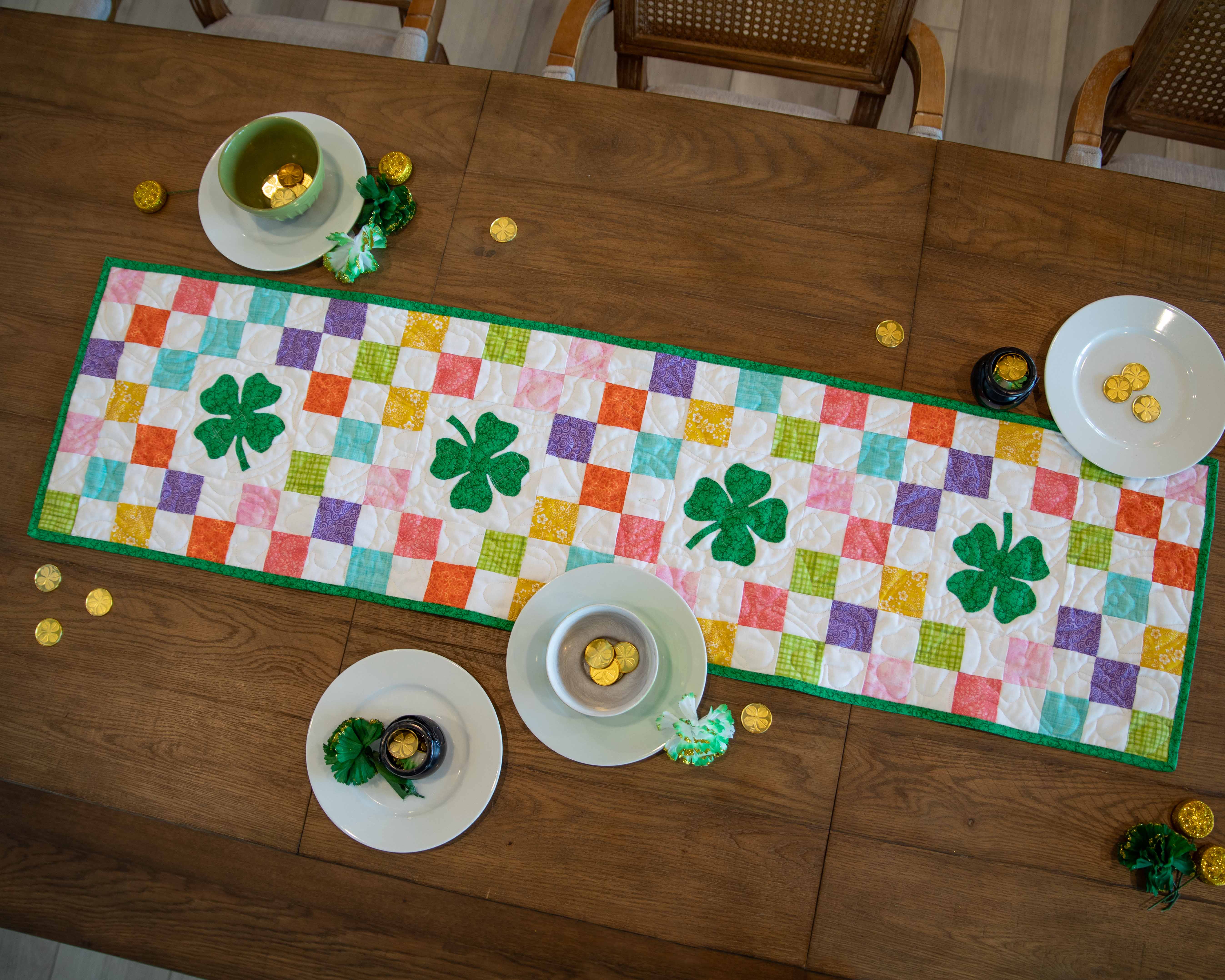 Shamrocks Rainbow Table Runner Precut Quilt Kit