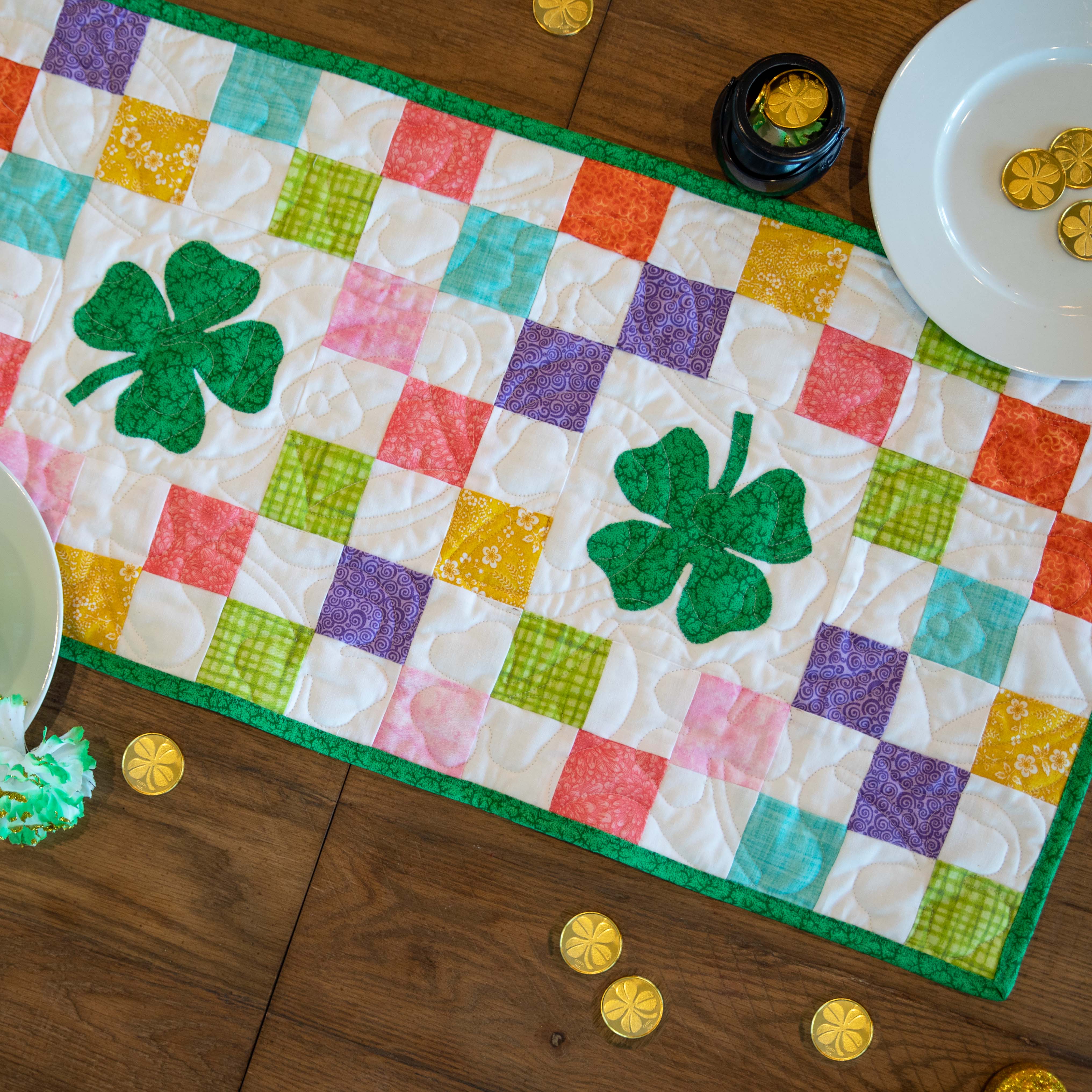 Shamrocks Rainbow Table Runner Precut Quilt Kit